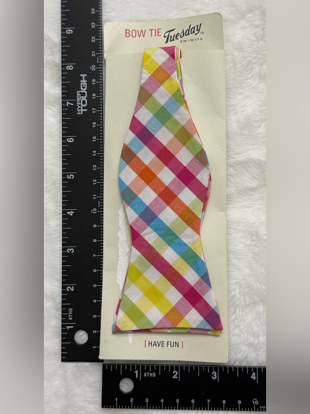 NWT Bow Tie Tuesday Men's Rainbow Plaid Self-Tie Bow Tie